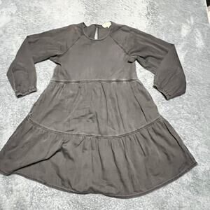 Madewell Dress Womens XS Raglan Mini Dress Denim Gray Long Sleeve